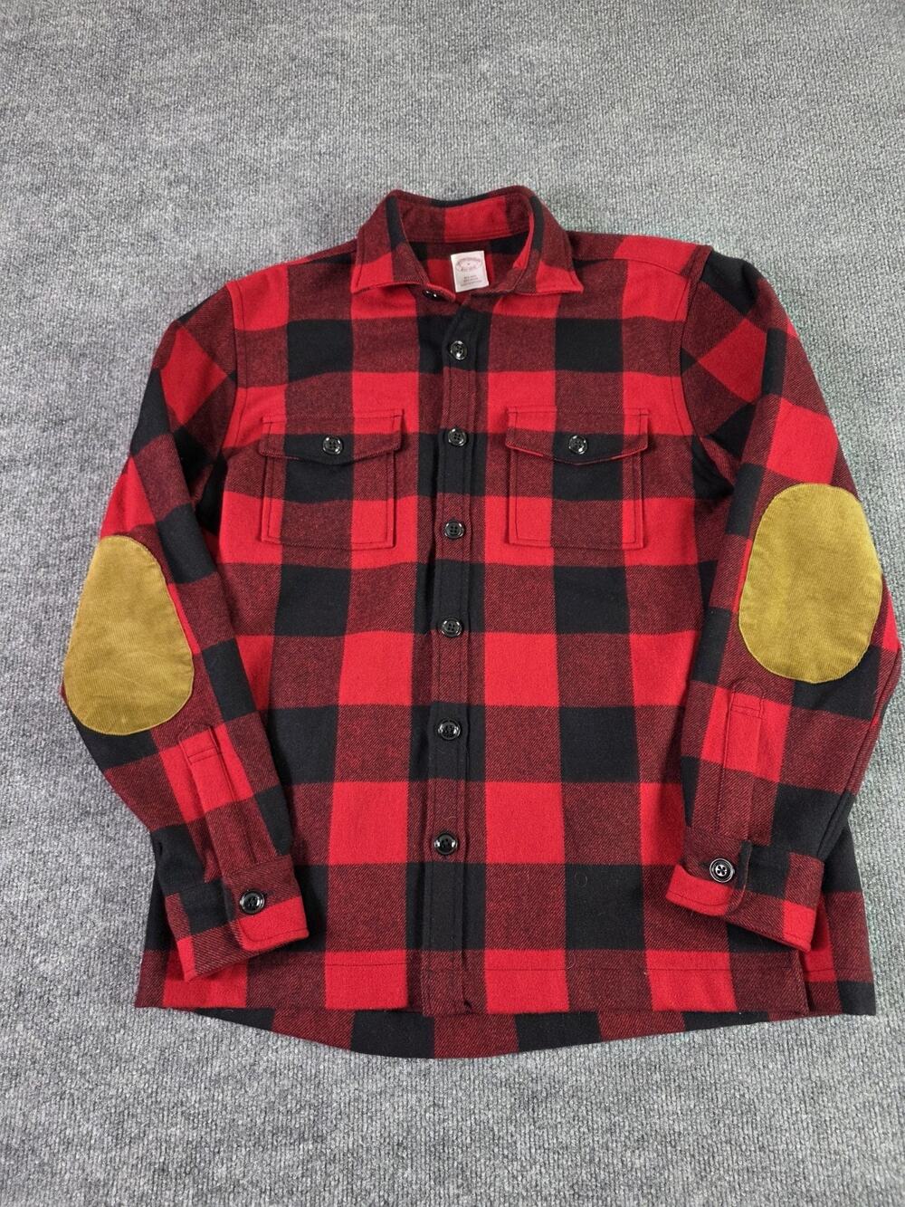 Brooks Brothers Wool Blend Shirt Size Medium Jacket Elbow Patches Red EUC